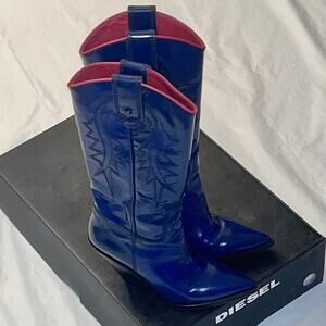 Diesel Women Twilight/Midnight Blue Western Boots Size 36 / Us 6 With Box - Good